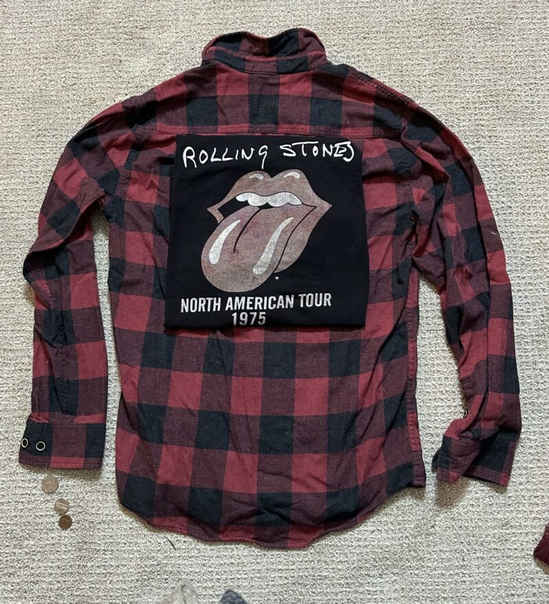 Upcycled Flannel Rolling Stones Rock Concert Flannel - CC Originals