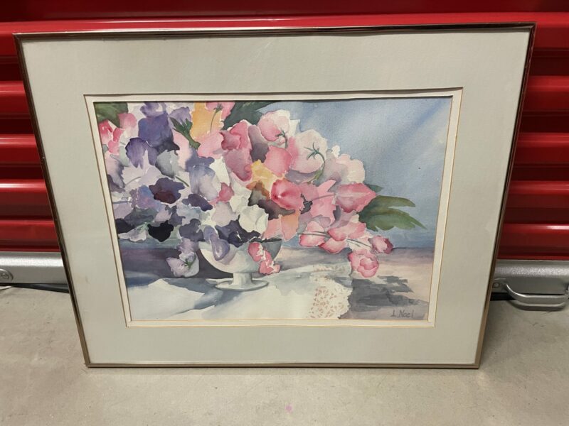 Original J. Noel Floral Bouquet Watercolor Painting 30" x 36"