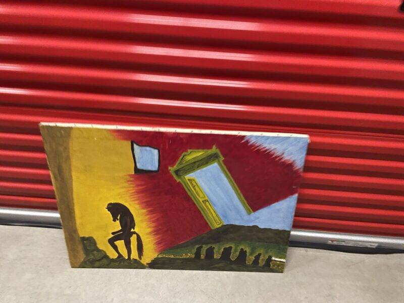 Dark Horse Original Unique Large Oil on Canvas Painting 1980's - Image 3