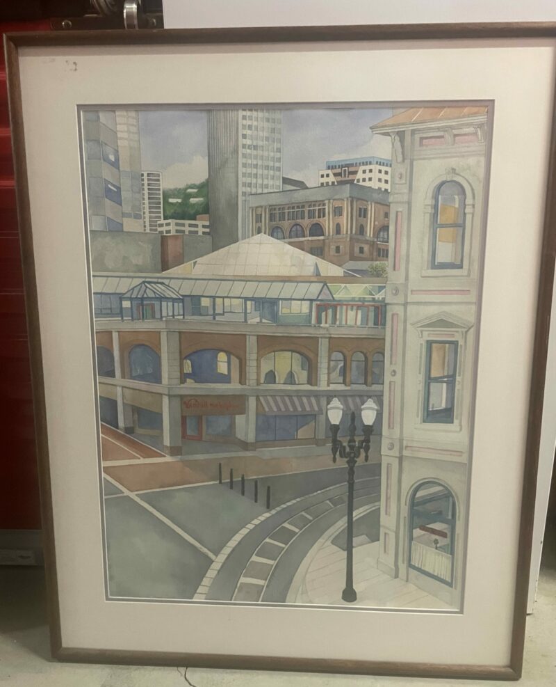 Original Downtown Architectural Watercolor Painting 1990's