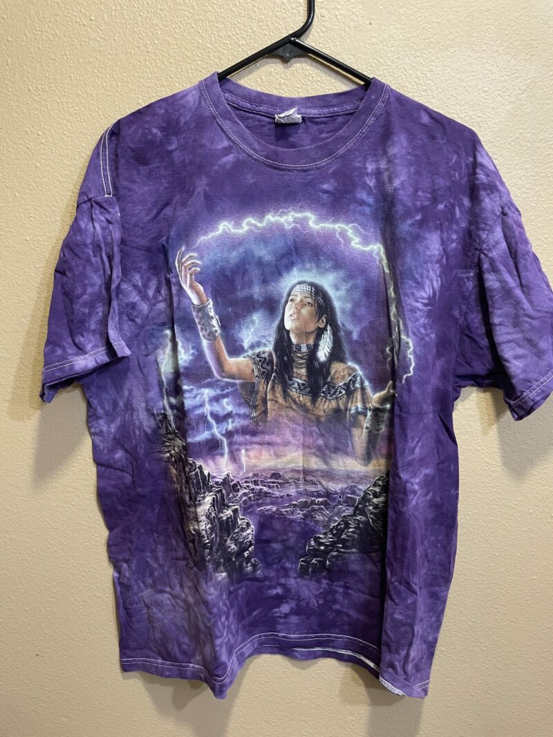 Native Lightening Girl Magestic Mountain 1990's Purple T-Shirt