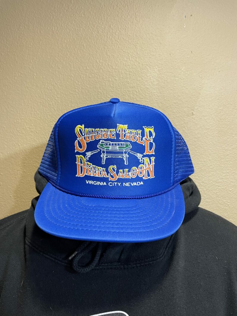 Vintage Suicide Table Saloon Poker Blue Trucker Snapback Hat