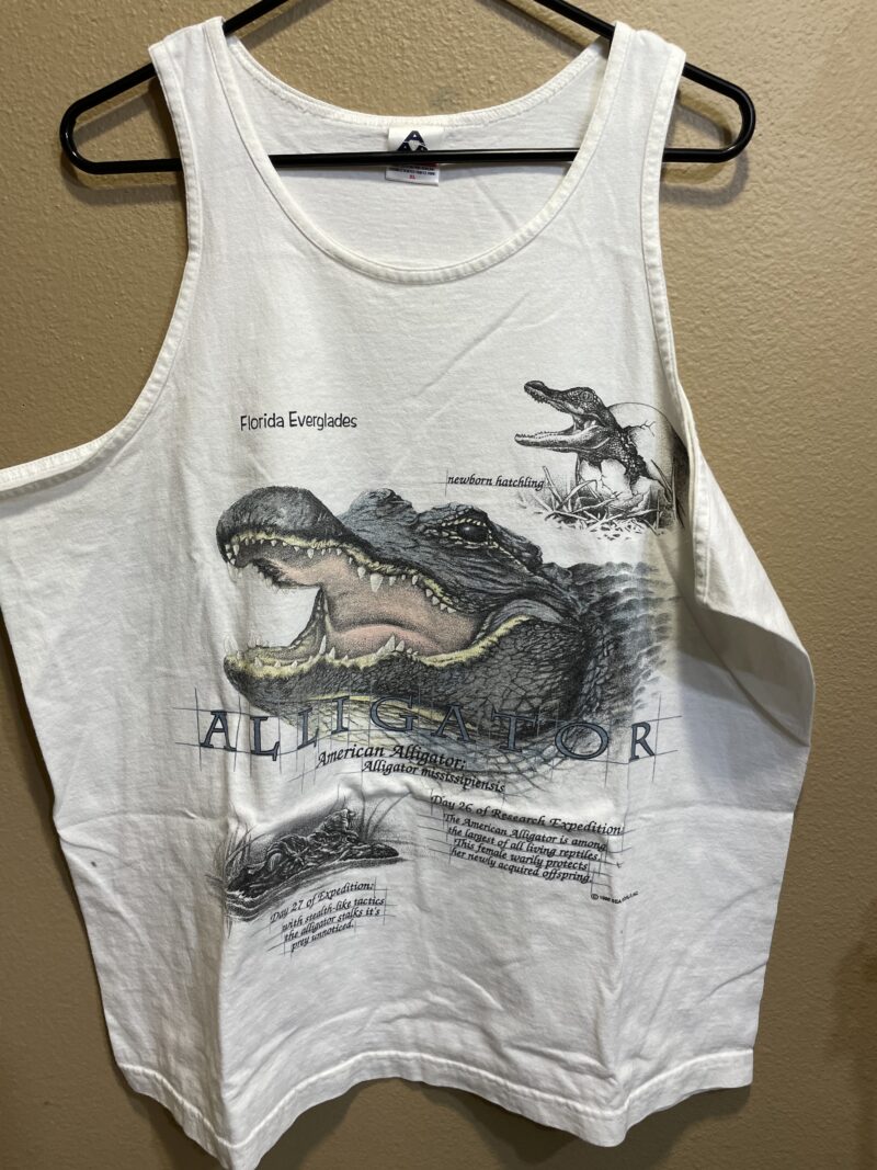 Vintage Alligator Scientific Art T-Shirt Very Rare Tank Top