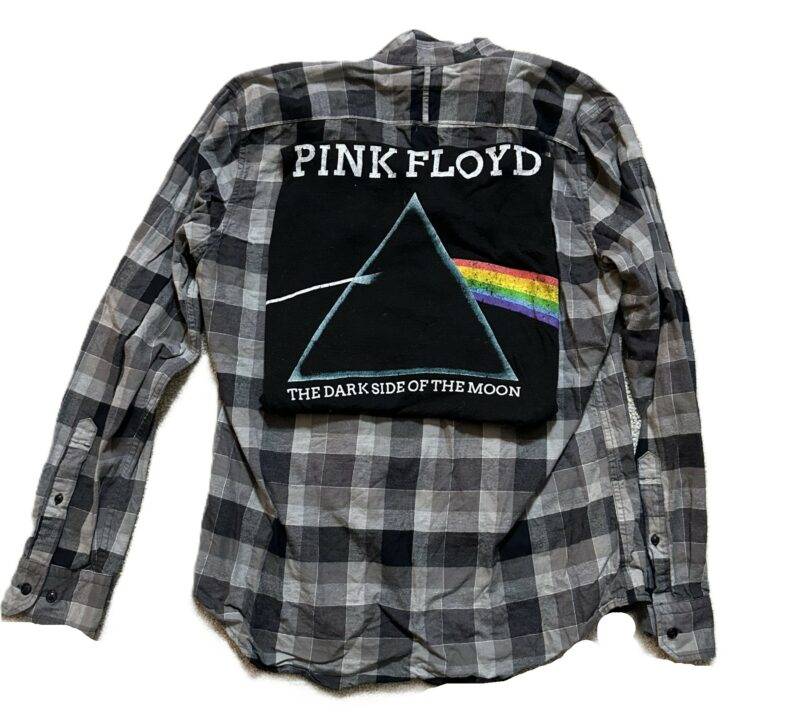 Upcycled Flannel Pink Floyd Rock Concert Flannel - CC Originals - Image 2