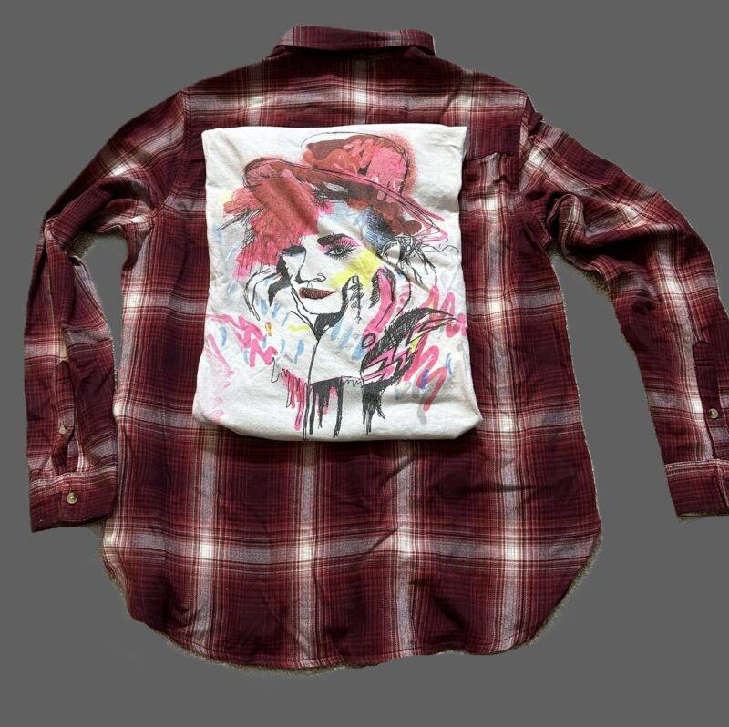 Upcycled Flannel David Bowie Art Rock Concert Flannel - CC Originals - Image 3