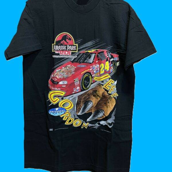 Jurassic Park x Jeff Gordon Nascar Movie Promo Vintage T-Shirt 1993 AOP NOS