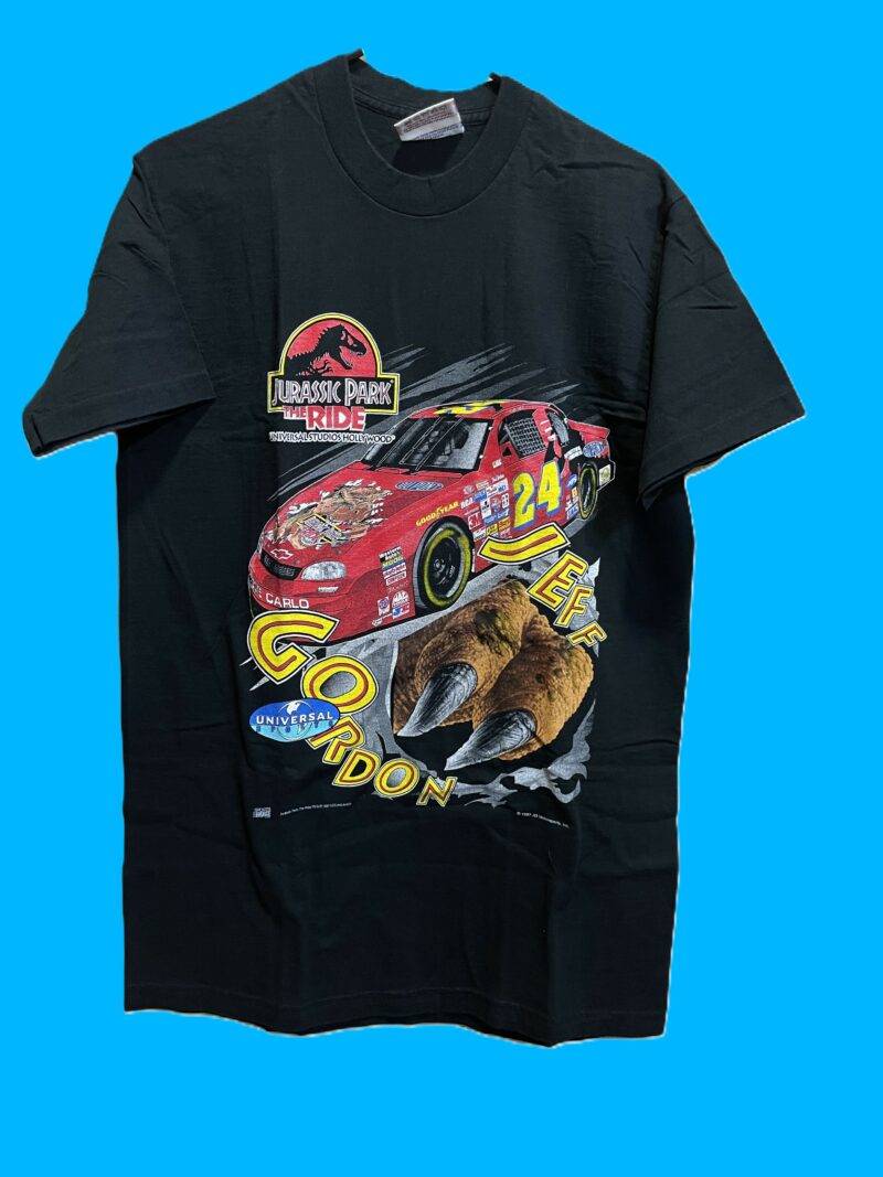 Jurassic Park x Jeff Gordon Nascar Movie Promo Vintage T-Shirt 1993 AOP NOS