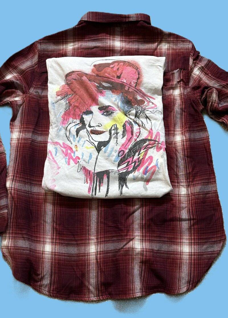 Upcycled Flannel David Bowie Art Rock Concert Flannel - CC Originals - Image 4