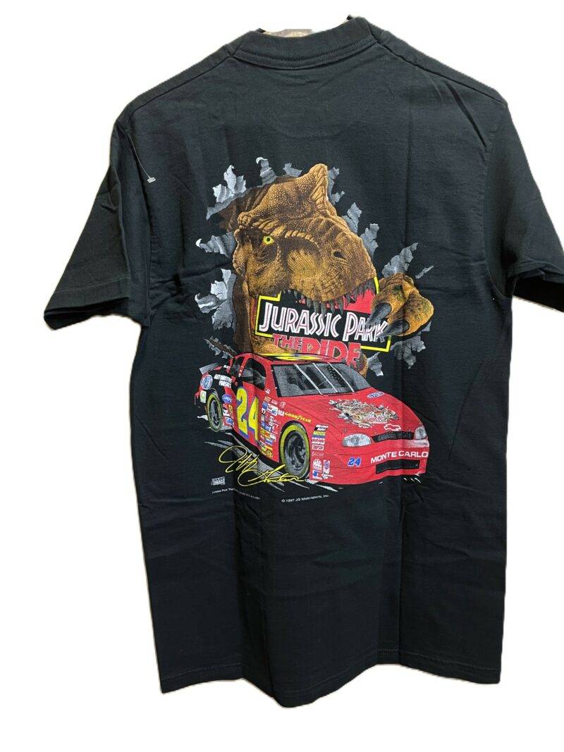 Jurassic Park x Jeff Gordon Nascar Movie Promo Vintage T-Shirt 1993 AOP NOS - Image 2