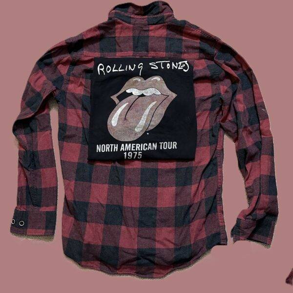 Upcycled Flannel Rolling Stones Rock Concert Flannel - CC Originals