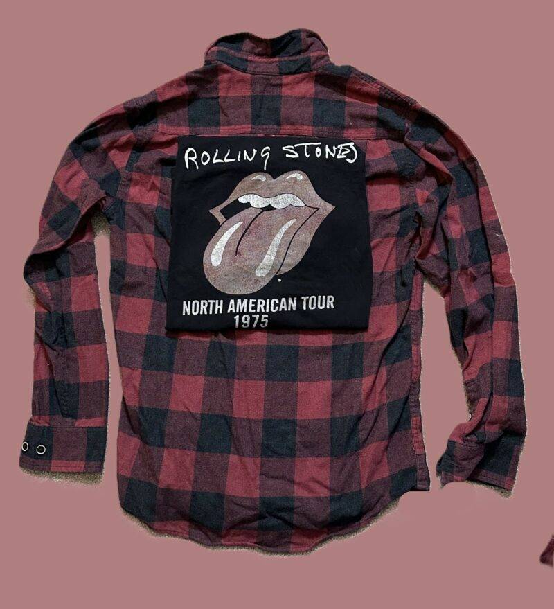 Upcycled Flannel Rolling Stones Rock Concert Flannel - CC Originals