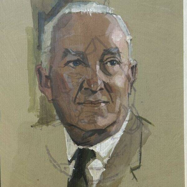 Antique 1970's Portrait Colored Drawing Painting Mr. Lake