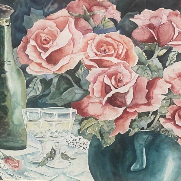 Vickie Nelson Watercolor Bouquet of Roses Signed
