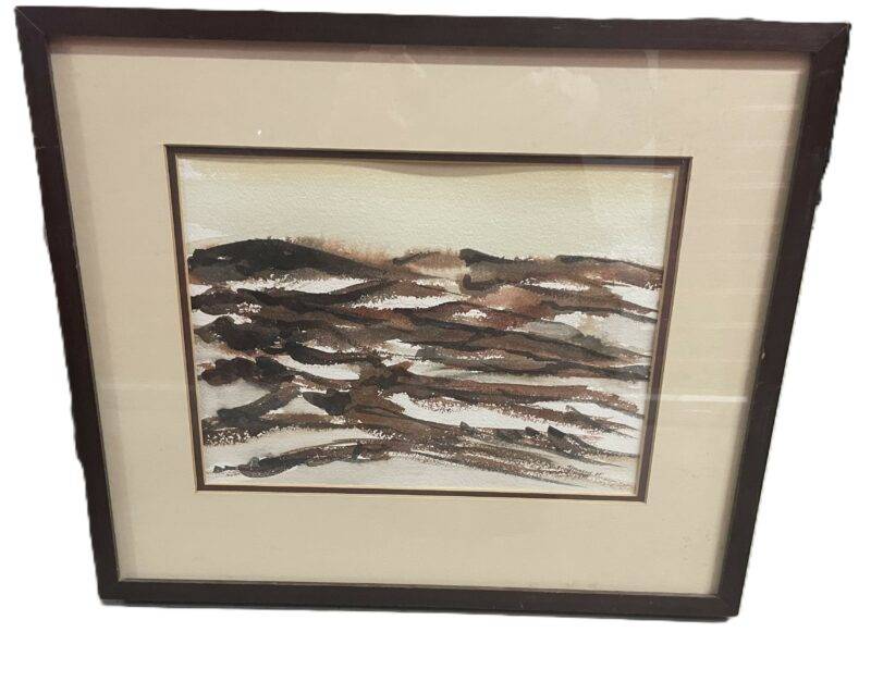 Youngers Signed Abstract Painting Brown Hills Watercolor Original 1981 22 x 28 - Image 3