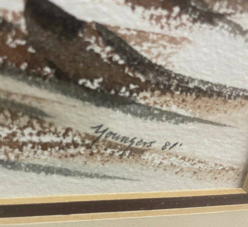 Youngers Signed Abstract Painting Brown Hills Watercolor Original 1981 22 x 28 - Image 2