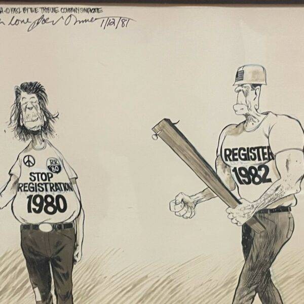 Jack Ohman Original Political Satire Cartoon Art 1980's w/ Provanance From Artist