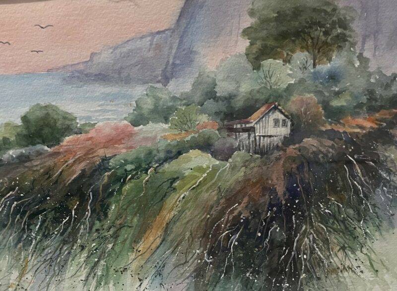 Original Watercolor on the Hill Bright and Brilliant 18 x 24