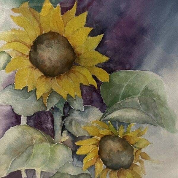 Thelma Tavalli - Smiling Faces - Sunflowers Original Watercolor 14 x 20