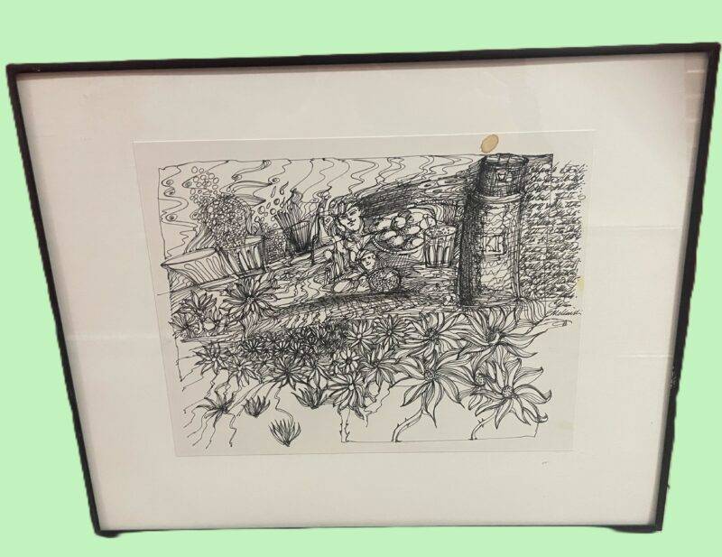 Original Complex Pen and Ink Drawing - Signed Gift to Friends 16" x 20" - Image 2
