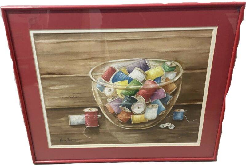 Still Sewing Still Original Watercolor - Signed and Framed 18 x 24 - Image 2