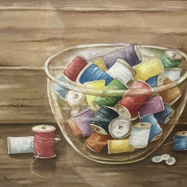 Still Sewing Still Original Watercolor - Signed and Framed 18 x 24
