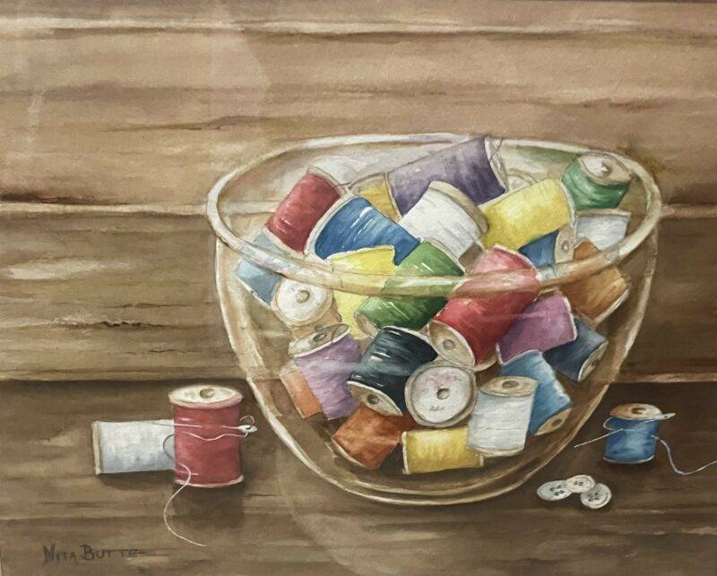 Still Sewing Still Original Watercolor - Signed and Framed 18 x 24