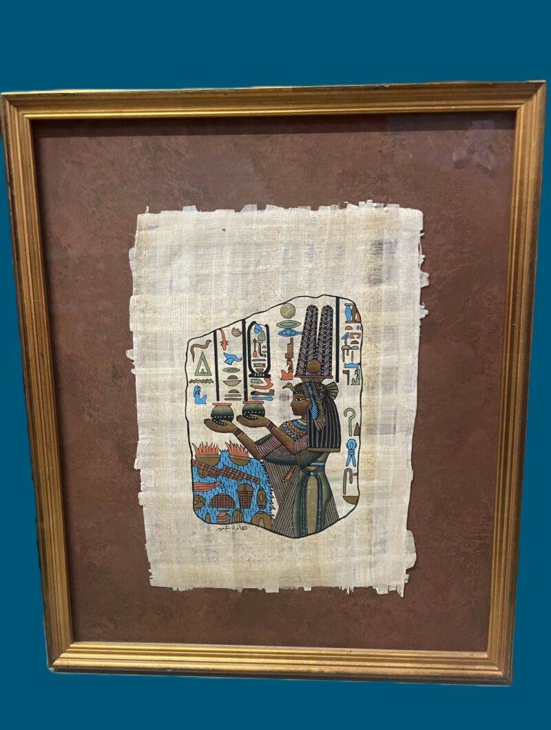 Original Egyptian Papyrus Painting Framed Under Museum Quality UV Glass 12 x 16 - Image 2