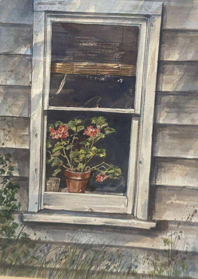 Joyce Rogers - Through the Window - Original Signed Watercolor Listed Artist 16 x 28