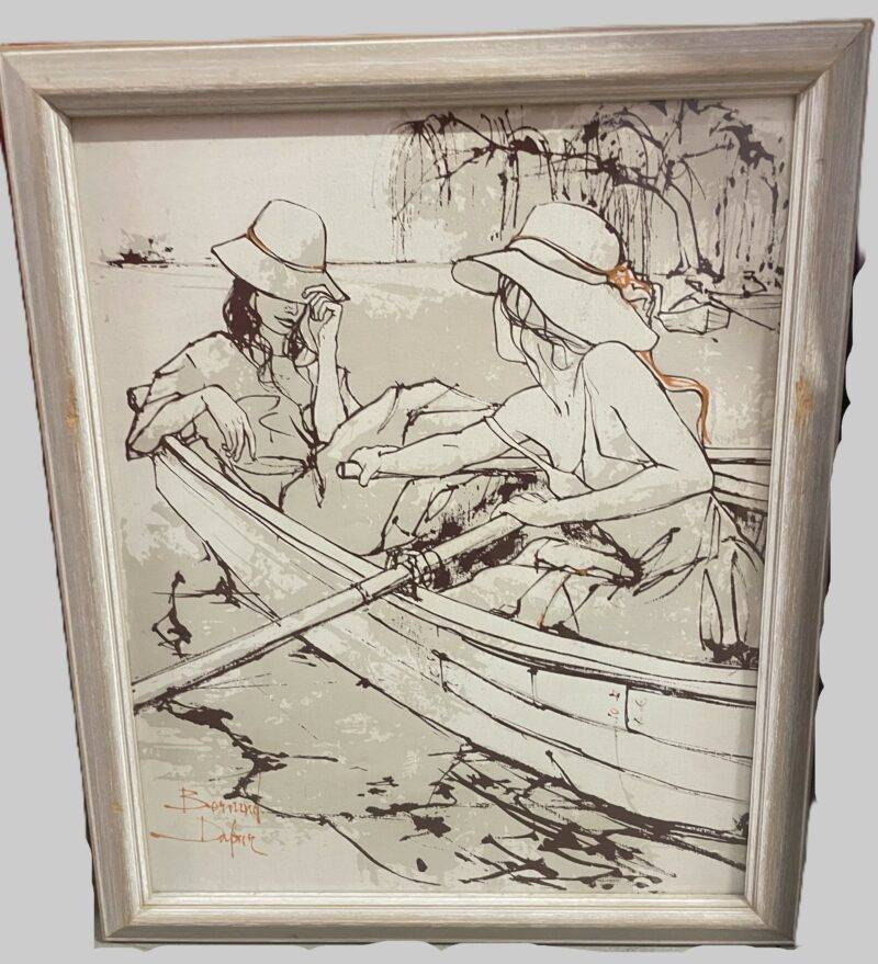 Afternoon, 2 Girls on a Boat by Bernard Dufour - Original Painting 14" x 18" - Image 3