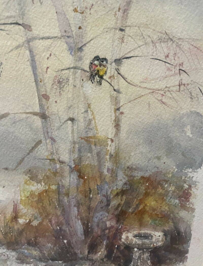 Winter Homestead Original Watercolor - Signed Unknown Framed 24" x 36" - Image 3
