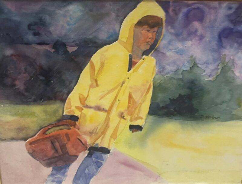 School Days Large Original Watercolor by Oregon Artist 24" x 36"