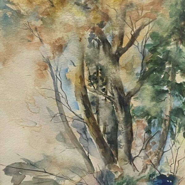 Beautiful Original Abstract Watercolor Antique Lake Oswego Estate Find