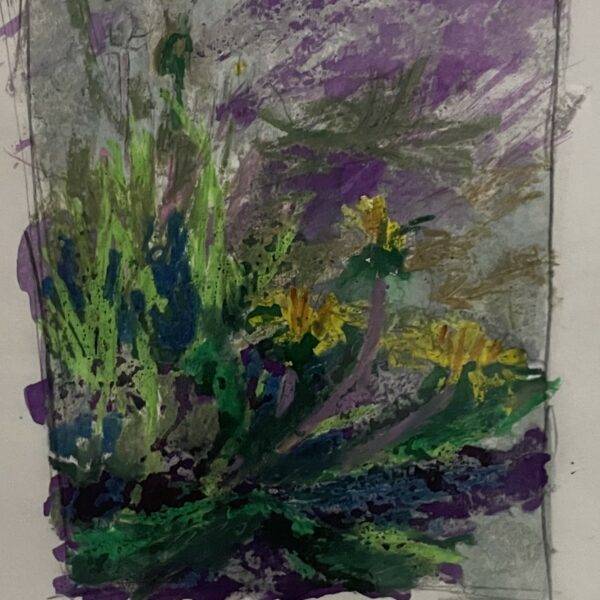 Floral Abstract Lakers Watercolor Painting Framed