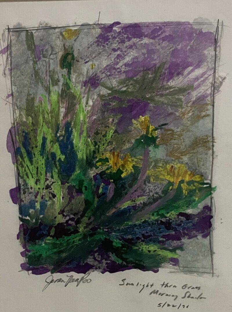 Floral Abstract Lakers Watercolor Painting Framed