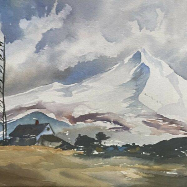 Original Watercolor Landscape Painting of Mount Hood Oregon