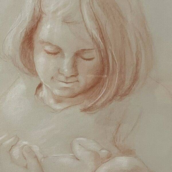 Beverly Taylor - Original Watercolor Painting Drawing "First Born" - Washington Artist