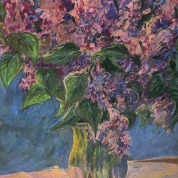 Floral Bouquet Pastel Painting 1980's Signed 18" x 24"
