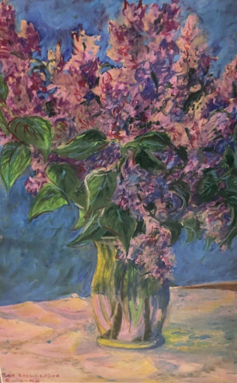 Floral Bouquet Pastel Painting 1980's Signed 18" x 24"