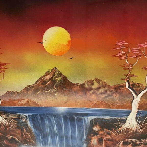 Original Local Street Artist Waterfall Landscape Painting