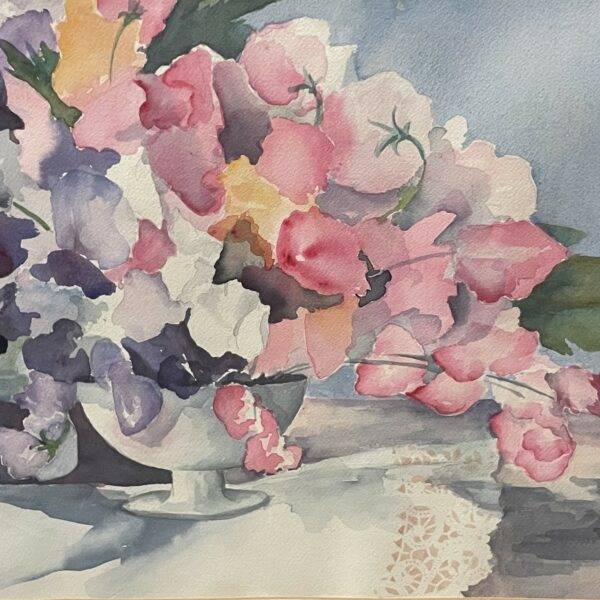 Original J. Noel Floral Bouquet Watercolor Painting 30" x 36"