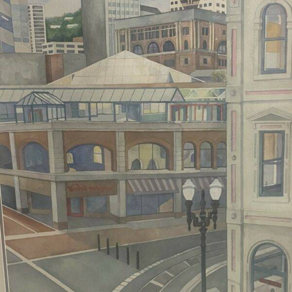 Original Downtown Architectural Watercolor Painting 1990's