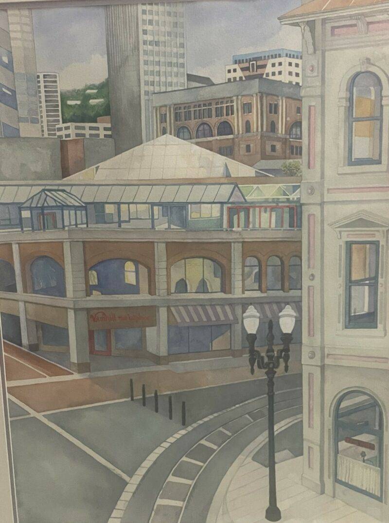 Original Downtown Architectural Watercolor Painting 1990's