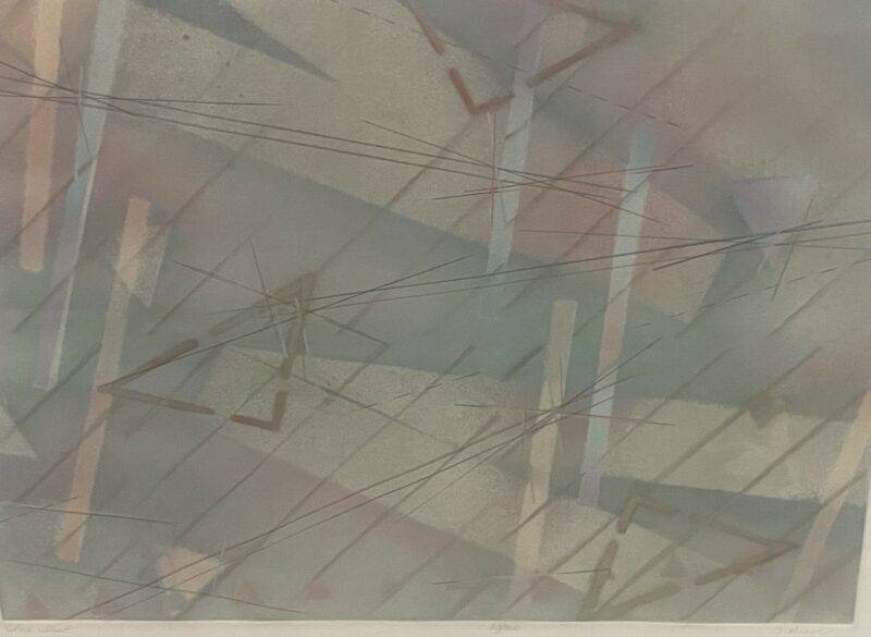 Abstract Monoprint Signed 1980's Pastel Colors