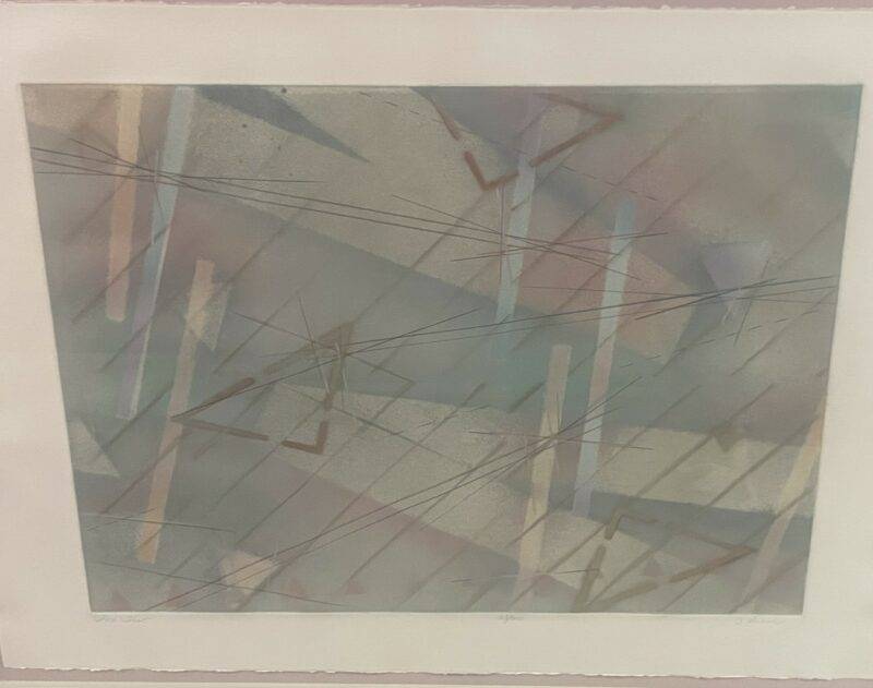 Abstract Monoprint Signed 1980's Pastel Colors - Image 3