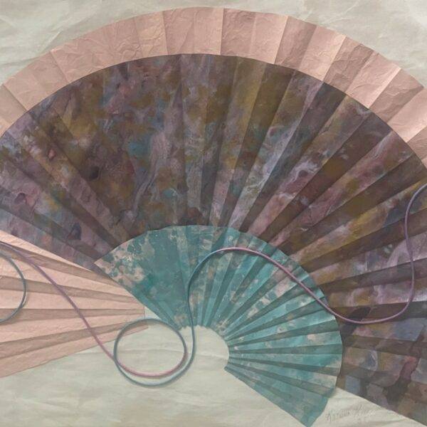 Original Mixed Media Colorful Fan Signed Framed