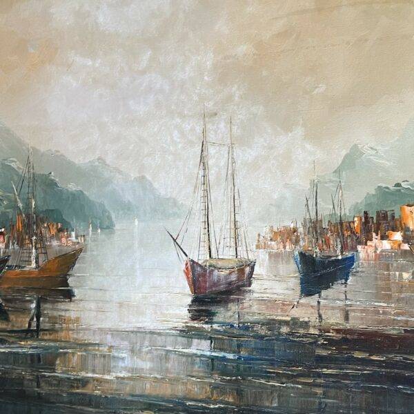 Fritz Heite Gallery - Germany Original Sail Boat Oil on Canvas Painting - 1950's Fine Art