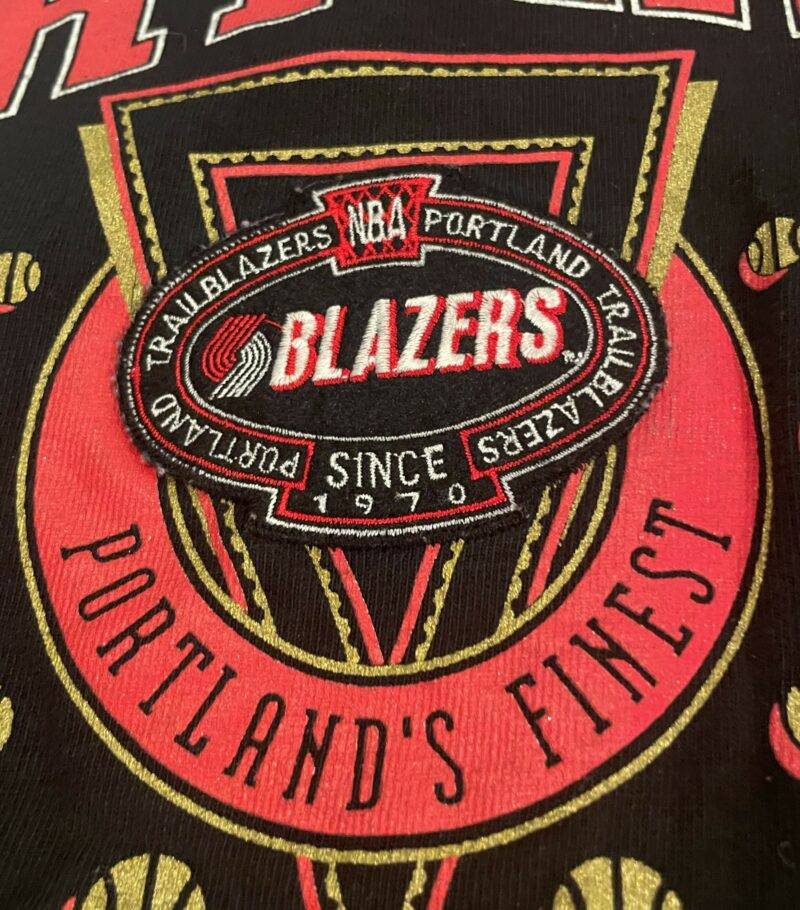 Vintage Portland Trail Blazers Championship Shirt Sewn Patch T-Shirt 1990's - Image 2