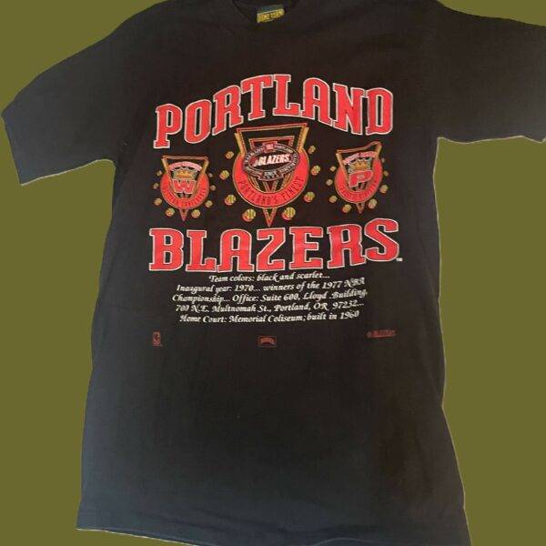 Vintage Portland Trail Blazers Championship Shirt Sewn Patch T-Shirt 1990's