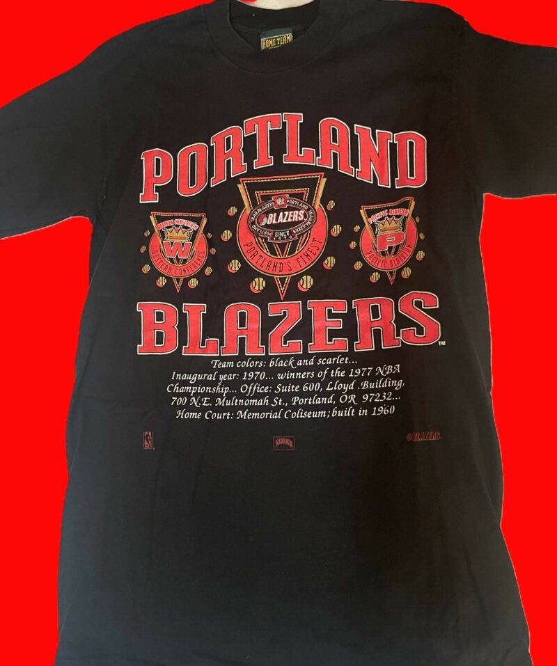 Vintage Portland Trail Blazers Championship Shirt Sewn Patch T-Shirt 1990's - Image 3