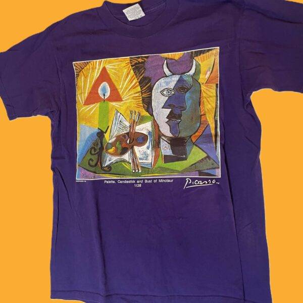 Picasso Famous Fine Art T-Shirt - Very Hard to Find 1980's 1990's Purple Large Unisex Tee